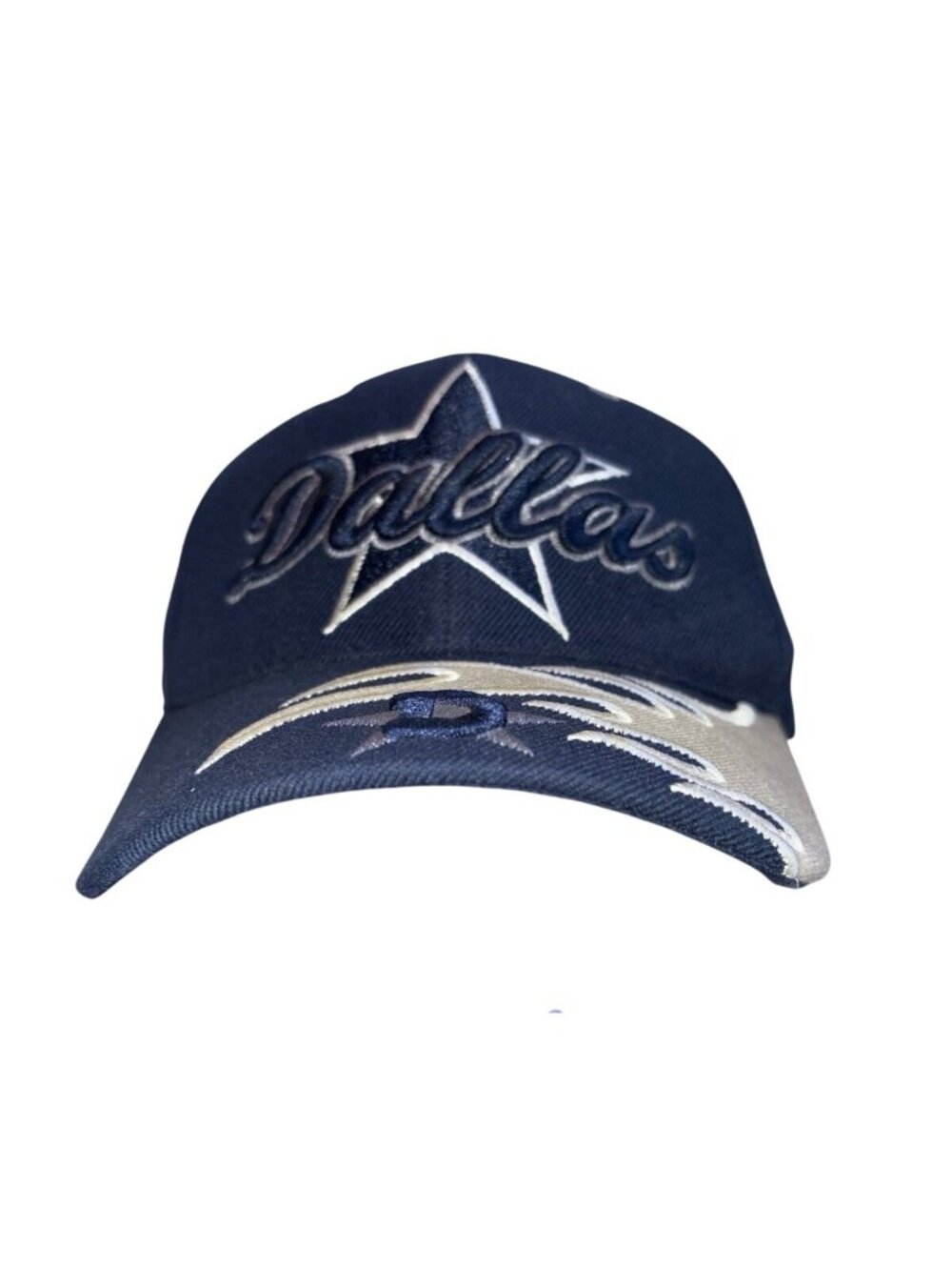 Vintage Dallas Cowboys Flame Hat Y2K Cyber Grunge Script Star Cap Adjustable